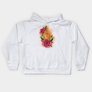 Clock under its rosebushes Kids Hoodie